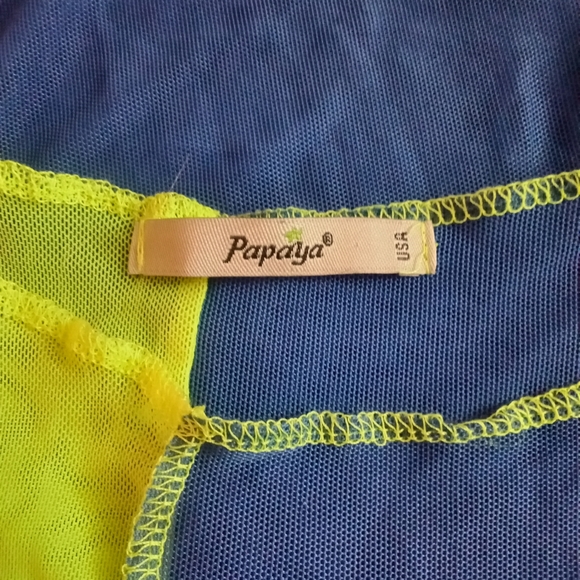 Papaya Color Block Mesh Dress - Picture 3 of 4